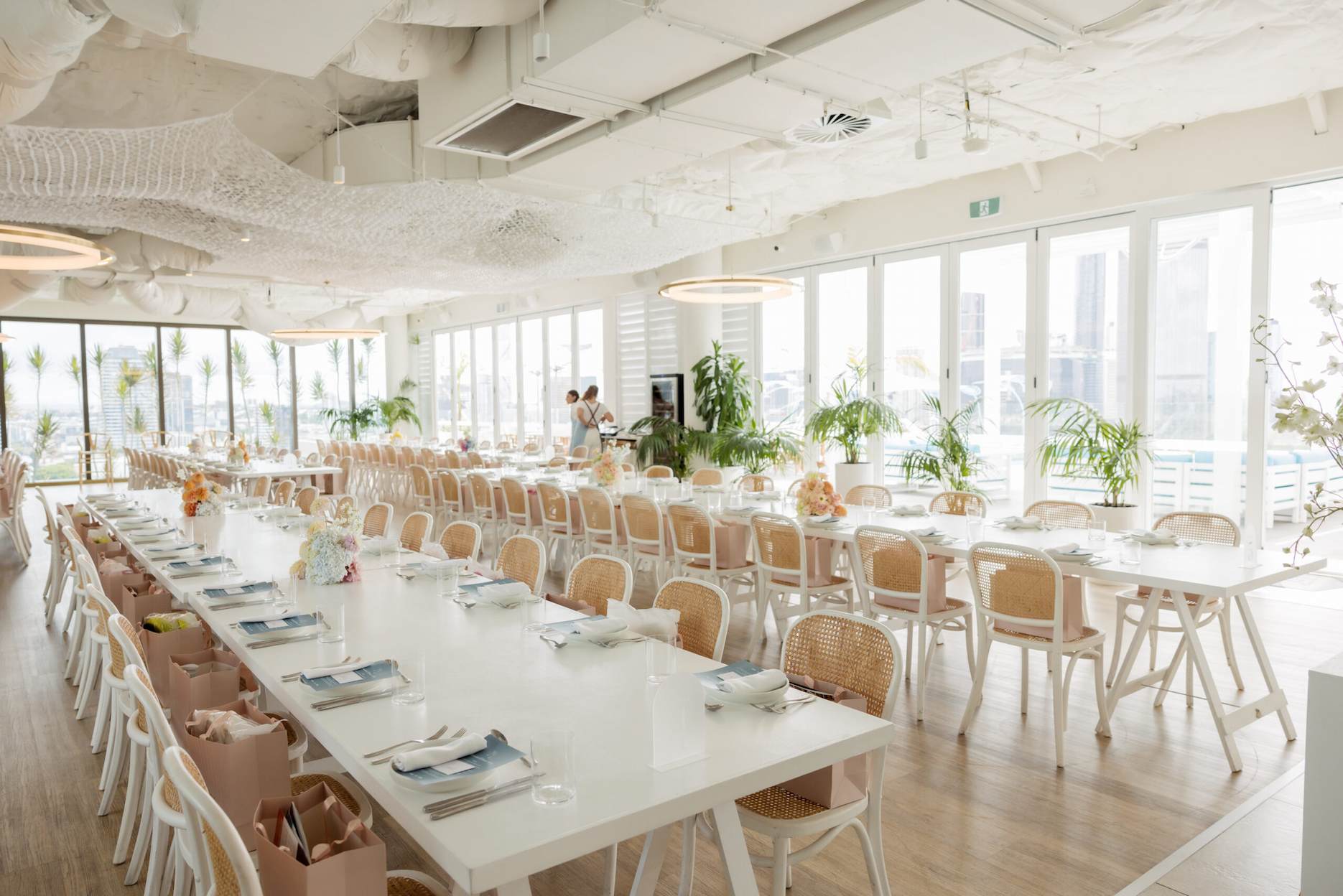 Lina Rooftop event space set up for a Brisbane corporate function.