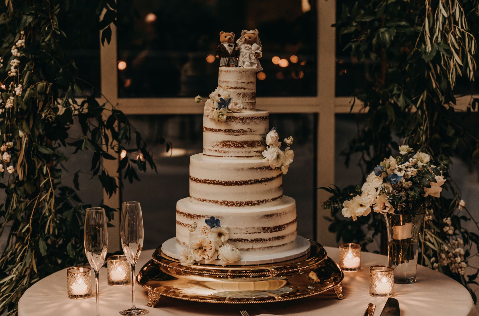 Stock Photo Wedding Cake And Champagne
