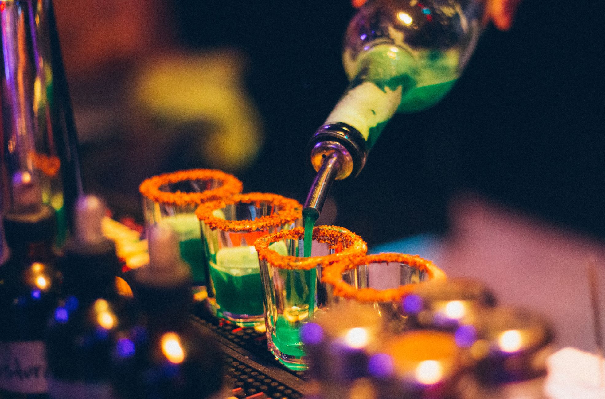 Party Shooters Being Poured By Catering Place