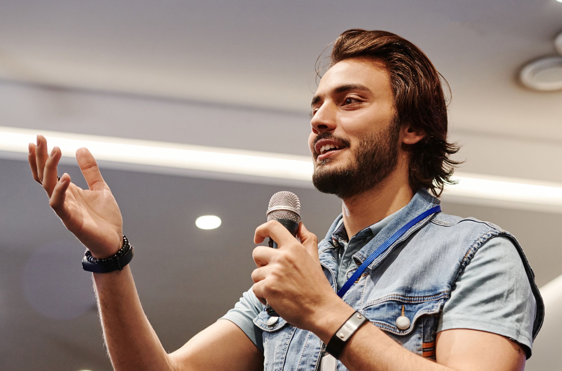 Male MC Speaking With Microphone