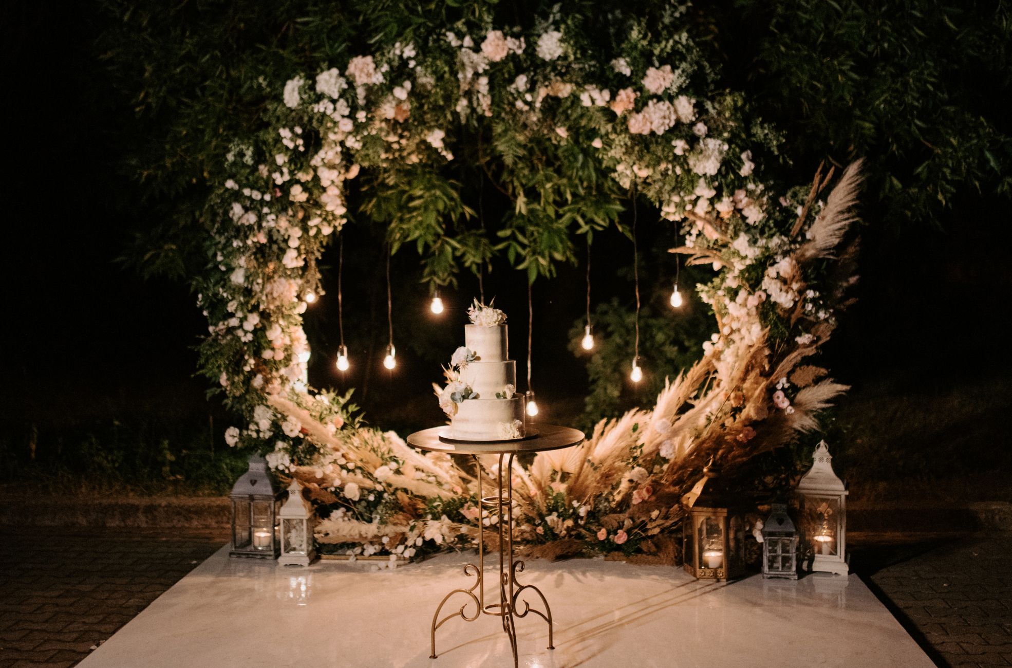 Wedding Cake With Floral Arrangement