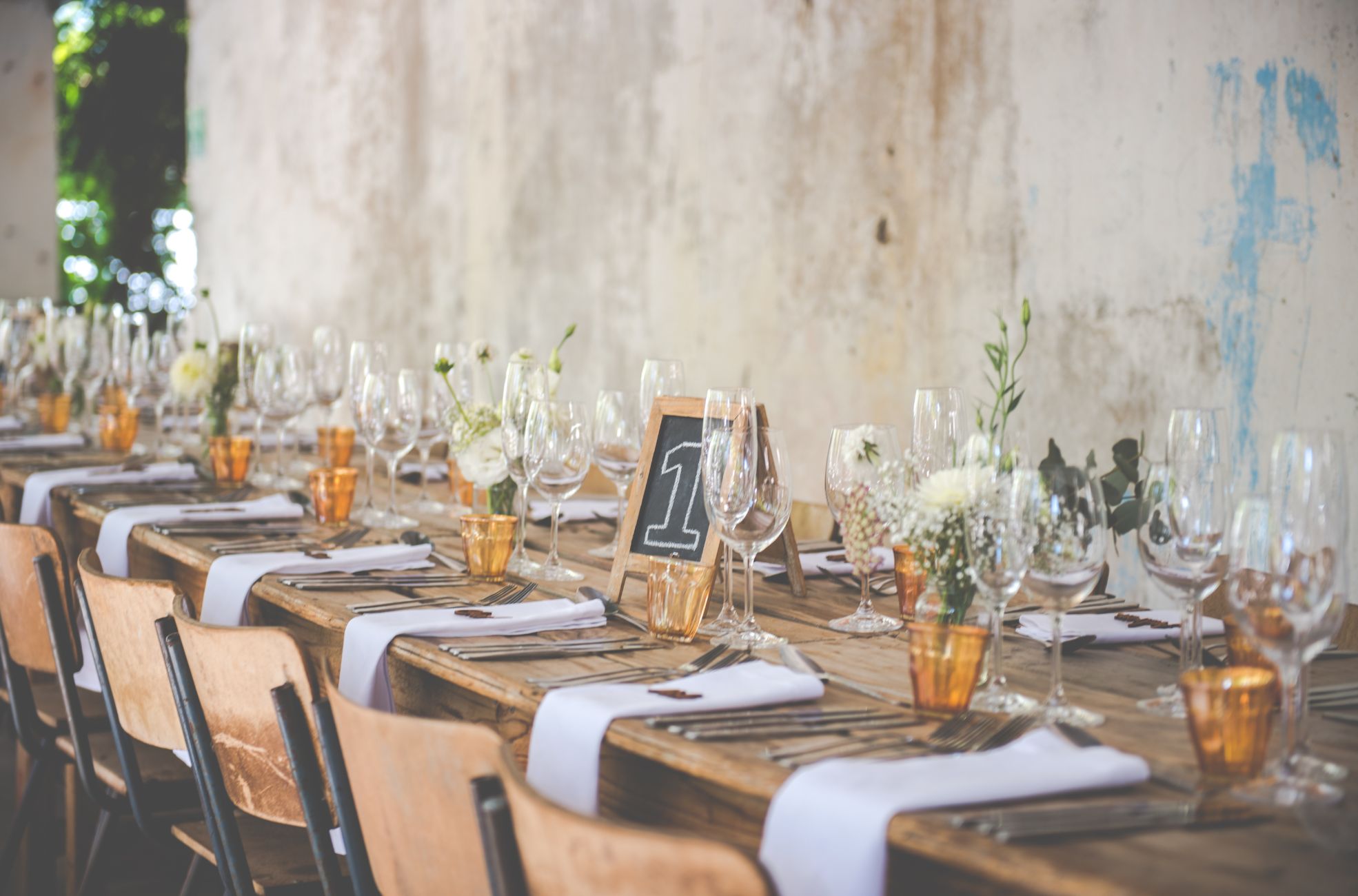 Banquet-Style Table Set Up