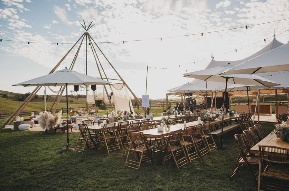 Outdoor Wedding Reception Set Up At Forget Me Not Weddings, Byron Bay