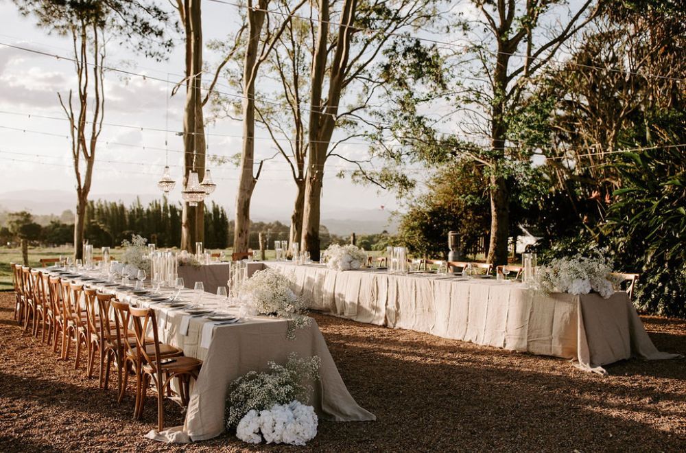 Outdoor Reception Set Up At Byron View Farm