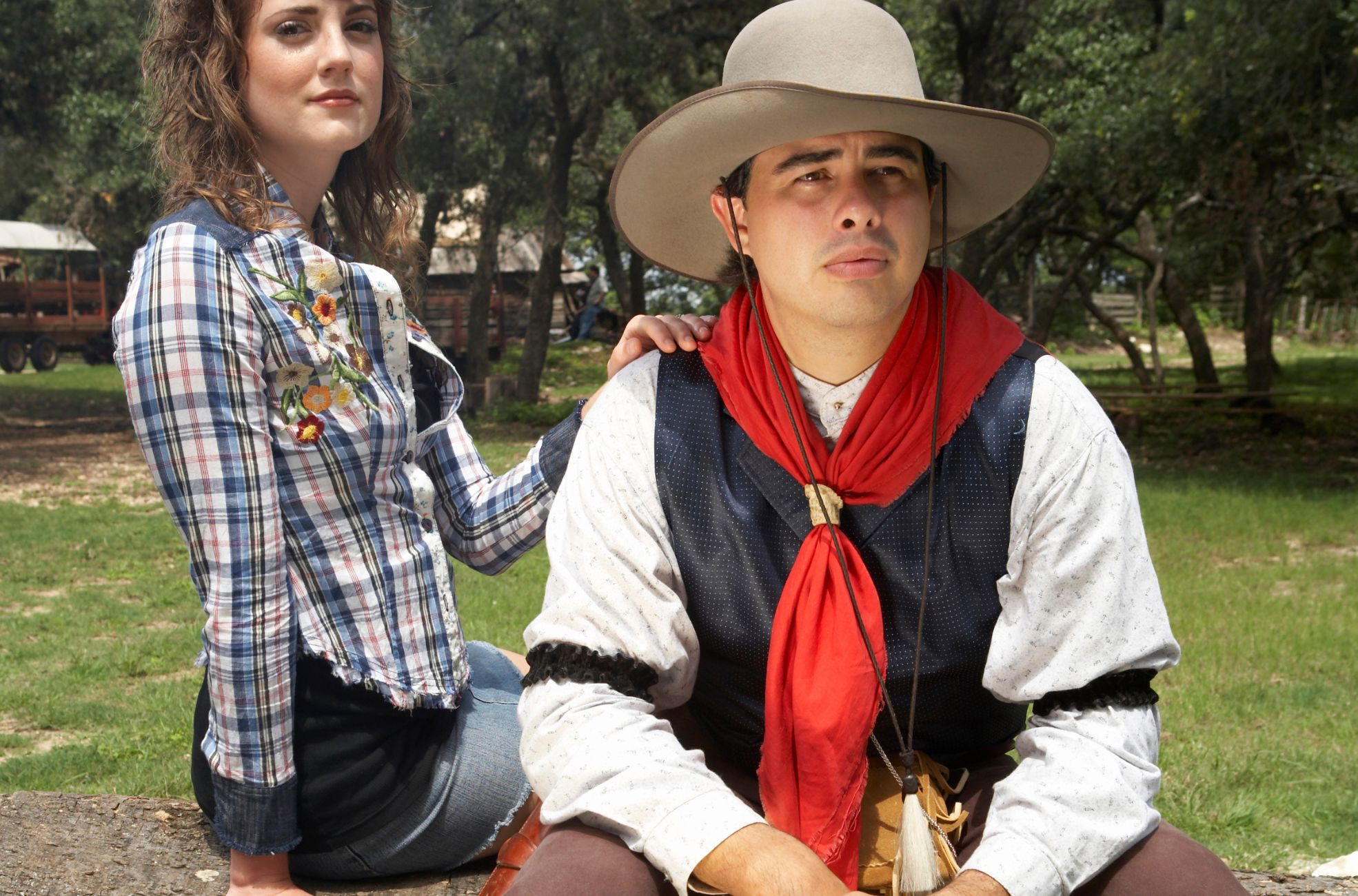 Man And Woman In Country-Themed Costumes