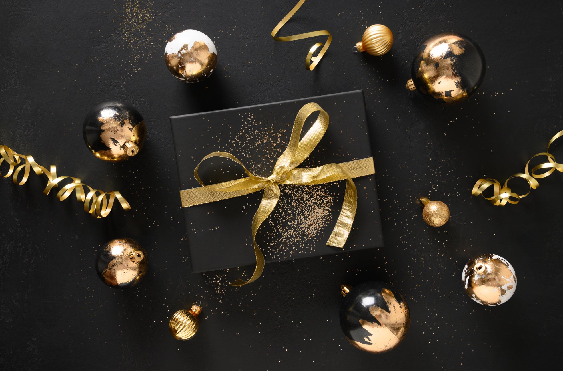 Black And Gold Wrapped Gifts