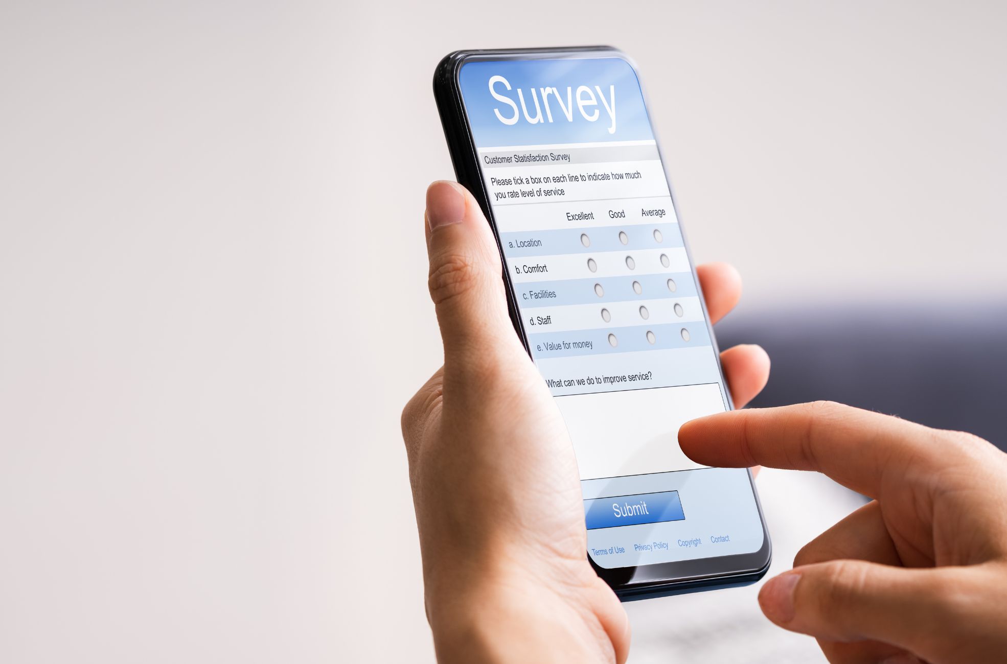 Person Doing A Survey On Phone