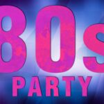 Pink Writing Saying "80's Party"