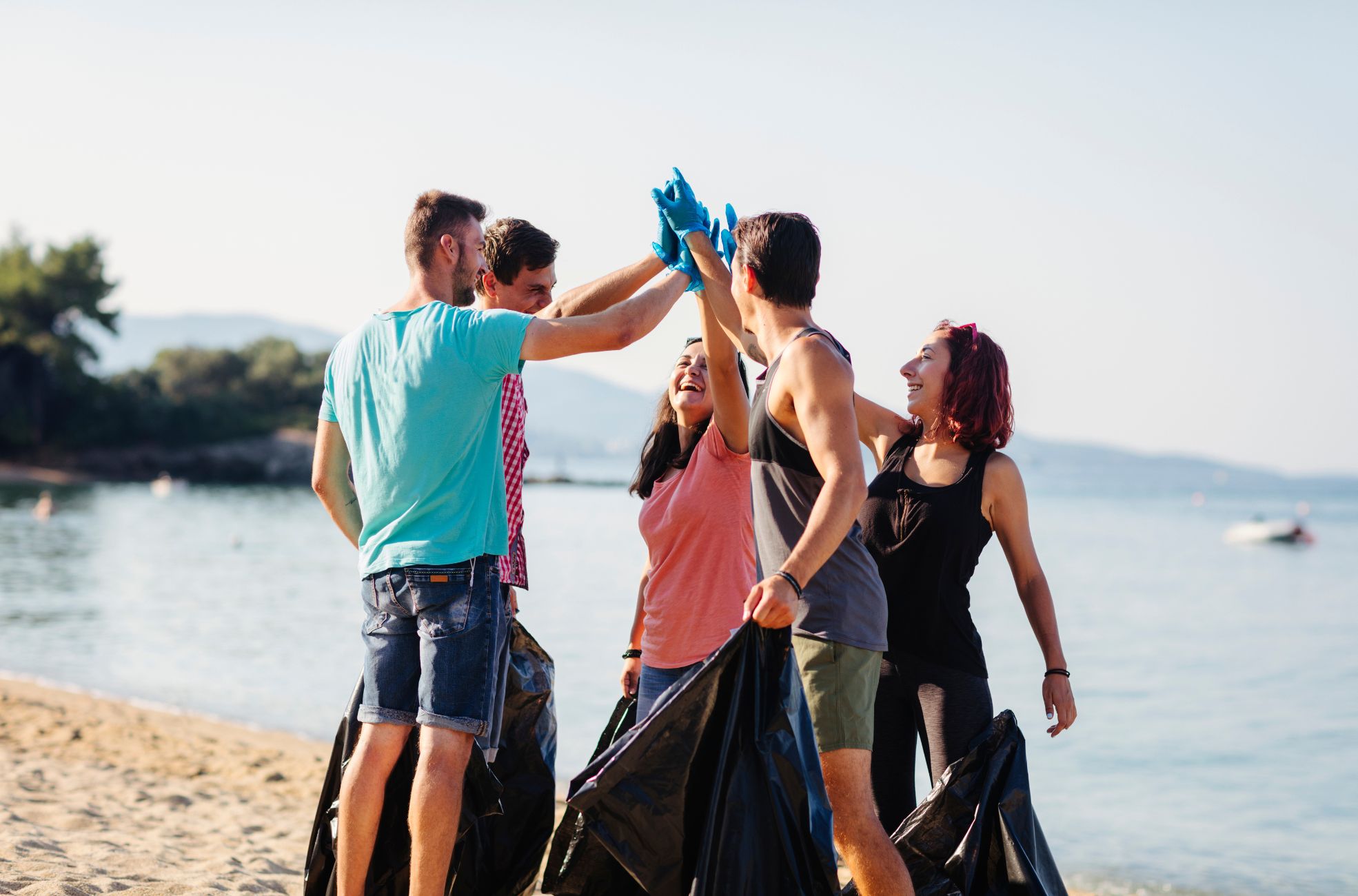 Students Doing A Beach Cleanup
