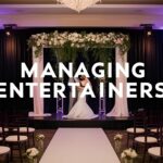 "Managing Entertainers" Title Wedding Stage Background