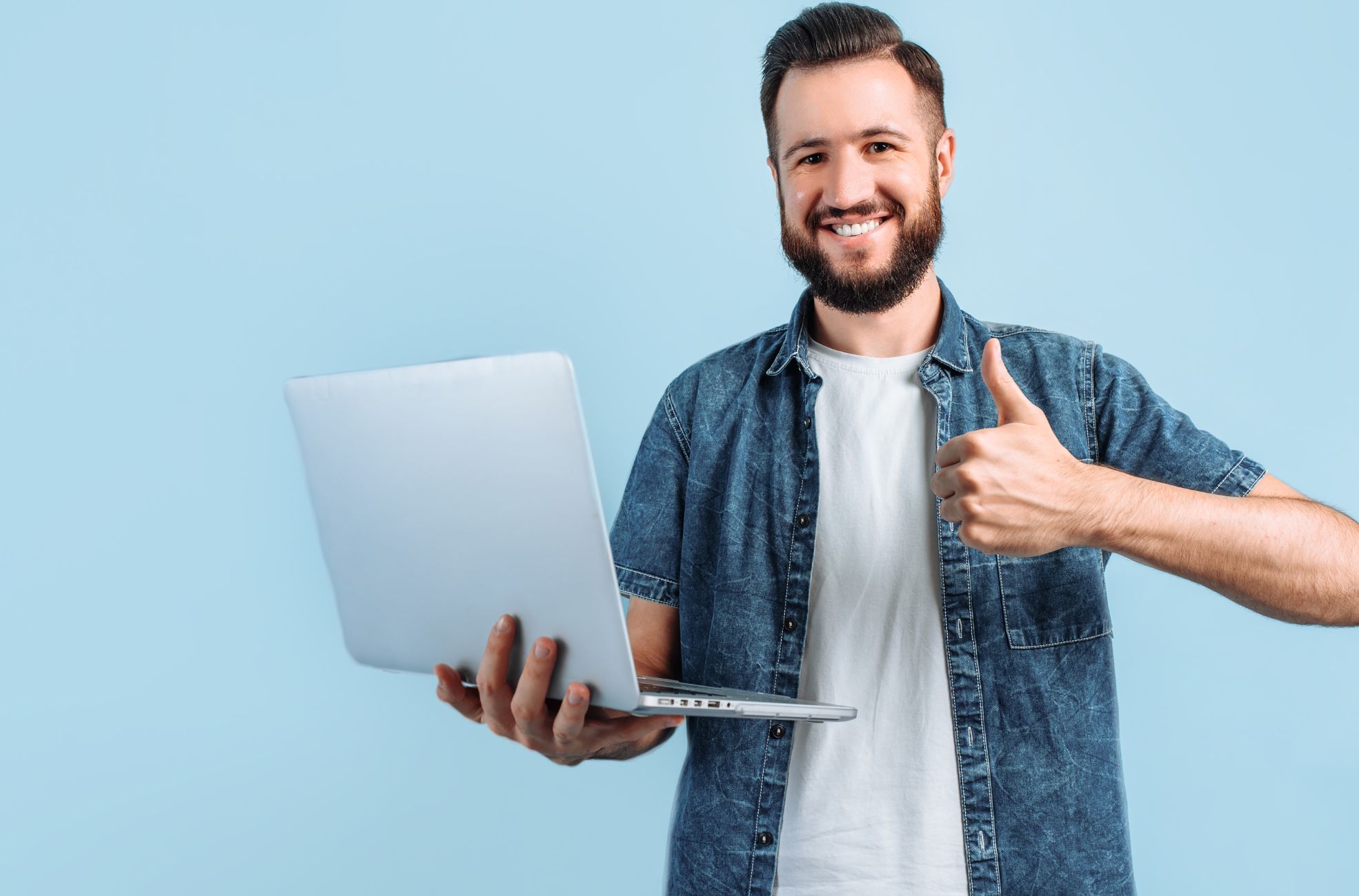 Man Holding Laptop