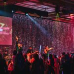 Live band performing for guests at a corporate event.