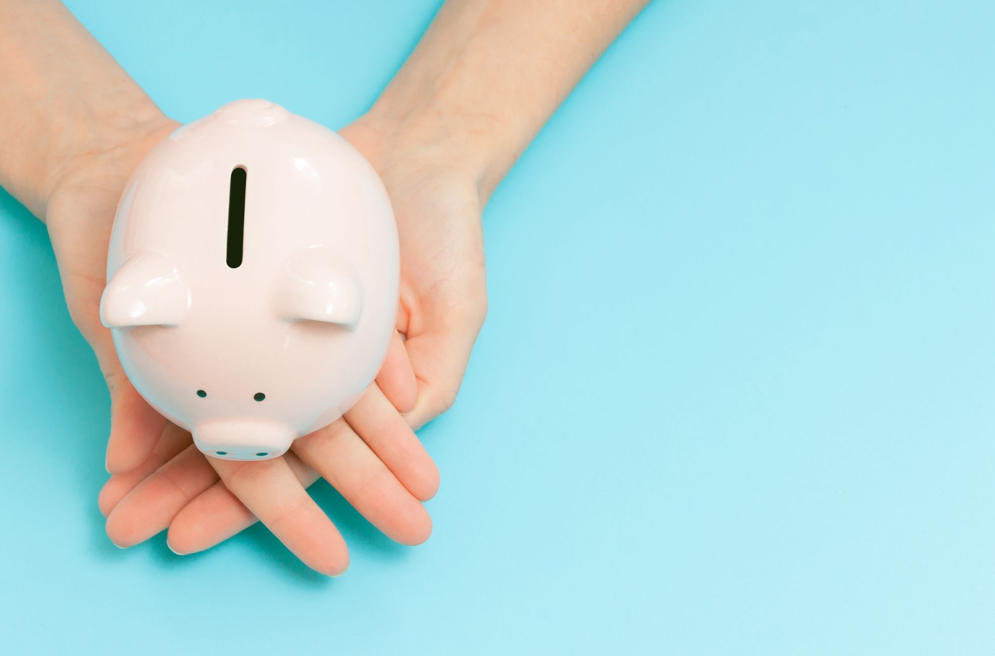 Piggy Bank Blue Background