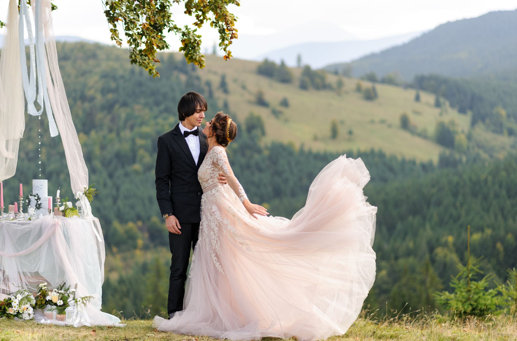 Bride And Groom At Wedding